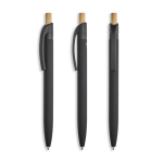Penna in alluminio riciclato con finitura gommata, clip e inchiostro blu color nero vue 11