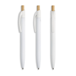 Penna in alluminio riciclato con finitura gommata, clip e inchiostro blu color bianco
