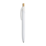 Penna in alluminio riciclato con finitura gommata, clip e inchiostro blu color bianco