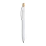 Penna in alluminio riciclato con finitura gommata, clip e inchiostro blu color bianco