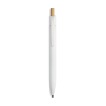 Penna in alluminio riciclato con finitura gommata, clip e inchiostro blu color bianco