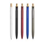 Penna in alluminio riciclato con finitura gommata, clip e inchiostro blu color bianco