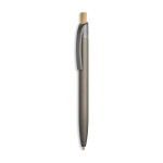 Penna in alluminio riciclato con finitura gommata, clip e inchiostro blu color grigio chiaro