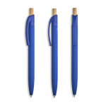 Penna in alluminio riciclato con finitura gommata, clip e inchiostro blu