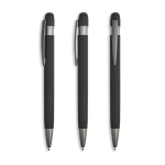 Penna a sfera in alluminio gommato con dettagli in rilievo, inchiostro blu color nero vue 11