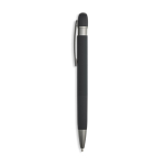 Penna a sfera in alluminio gommato con dettagli in rilievo, inchiostro blu color nero