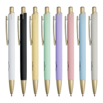 Penna in alluminio con dettagli dorati opachi, intaglio e inchiostro blu color bianco