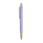 Penna in alluminio con dettagli dorati opachi, intaglio e inchiostro blu color viola