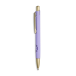 Penna in alluminio con dettagli dorati opachi, intaglio e inchiostro blu color viola