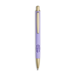 Penna in alluminio con dettagli dorati opachi, intaglio e inchiostro blu color viola