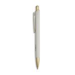 Penna in alluminio con dettagli dorati opachi, intaglio e inchiostro blu color grigio chiaro
