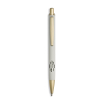 Penna in alluminio con dettagli dorati opachi, intaglio e inchiostro blu color grigio chiaro