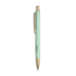 Penna in alluminio con dettagli dorati opachi, intaglio e inchiostro blu color verde menta