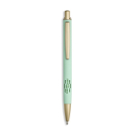 Penna in alluminio con dettagli dorati opachi, intaglio e inchiostro blu color verde menta