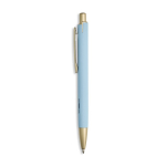 Penna in alluminio con dettagli dorati opachi, intaglio e inchiostro blu color azzurro