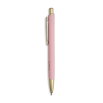 Penna in alluminio con dettagli dorati opachi, intaglio e inchiostro blu color rosa chiaro