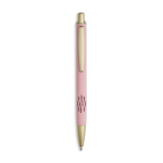 Penna in alluminio con dettagli dorati opachi, intaglio e inchiostro blu color rosa chiaro