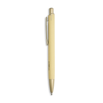 Penna in alluminio con dettagli dorati opachi, intaglio e inchiostro blu color giallo chiaro