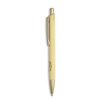 Penna in alluminio con dettagli dorati opachi, intaglio e inchiostro blu color giallo chiaro