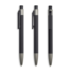 Penna a sfera in alluminio gommato con clip in plastica e inchiostro blu color nero vue 11
