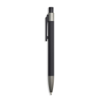 Penna a sfera in alluminio gommato con clip in plastica e inchiostro blu color nero