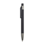 Penna a sfera in alluminio gommato con clip in plastica e inchiostro blu color nero