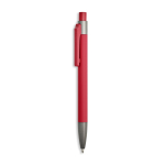 Penna a sfera in alluminio gommato con clip in plastica e inchiostro blu color rosso