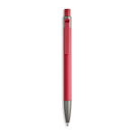 Penna a sfera in alluminio gommato con clip in plastica e inchiostro blu color rosso