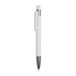Penna a sfera in alluminio gommato con clip in plastica e inchiostro blu color bianco