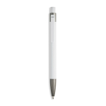 Penna a sfera in alluminio gommato con clip in plastica e inchiostro blu color bianco