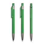 Penna a sfera in alluminio gommato con clip in plastica e inchiostro blu color verde