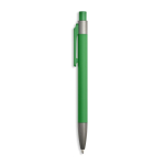 Penna a sfera in alluminio gommato con clip in plastica e inchiostro blu color verde