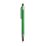 Penna a sfera in alluminio gommato con clip in plastica e inchiostro blu color verde