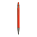 Penna a sfera in alluminio gommato con clip in plastica e inchiostro blu color arancione