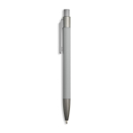 Penna a sfera in alluminio gommato con clip in plastica e inchiostro blu color grigio chiaro
