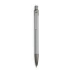 Penna a sfera in alluminio gommato con clip in plastica e inchiostro blu color grigio chiaro