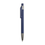 Penna a sfera in alluminio gommato con clip in plastica e inchiostro blu color blu mare