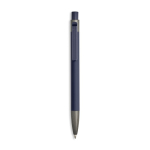 Penna a sfera in alluminio gommato con clip in plastica e inchiostro blu color blu mare