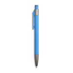 Penna a sfera in alluminio gommato con clip in plastica e inchiostro blu color azzurro