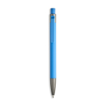 Penna a sfera in alluminio gommato con clip in plastica e inchiostro blu color azzurro