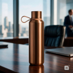 Borraccia in acciaio inox a doppia parete con finitura metallizzata 600ml color oro