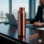 Borraccia in acciaio inox a doppia parete con finitura metallizzata 600ml color oro
