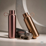 Borraccia in acciaio inox a doppia parete con finitura metallizzata 600ml color oro