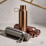 Borraccia in acciaio inox a doppia parete con finitura metallizzata 600ml color oro