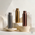 Borraccia in acciaio inox a doppia parete con finitura metallizzata 600ml color oro