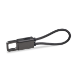 Portachiavi in plastica riciclata con cavo USB-C e ricarica rapida 60W color nero
