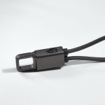 Portachiavi in plastica riciclata con cavo USB-C e ricarica rapida 60W color nero