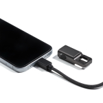 Portachiavi in plastica riciclata con cavo USB-C e ricarica rapida 60W color nero
