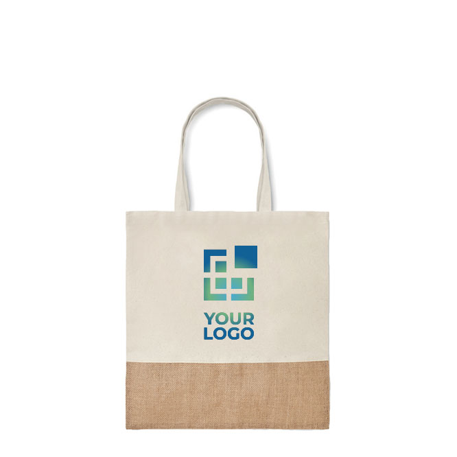 Borsa cotone personalizzata con fondo in finta juta 160 g/m2 Natural