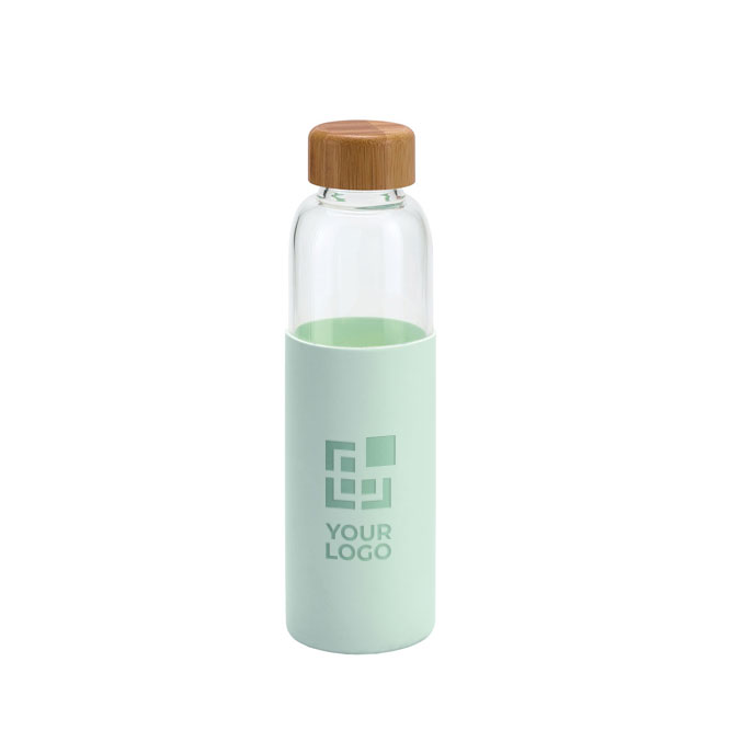 Borraccia in vetro con tappo in bambù e custodia in silicone 600ml